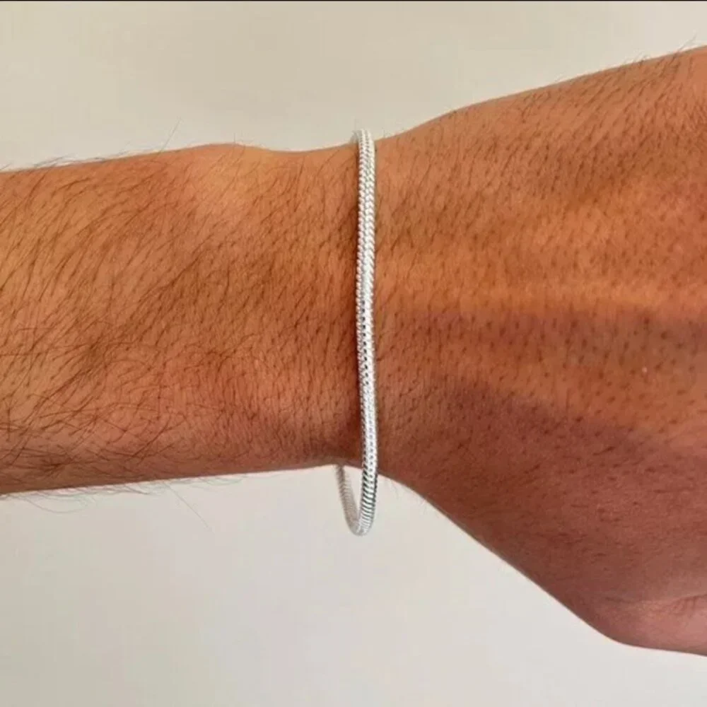 silver rope chain link bracelet